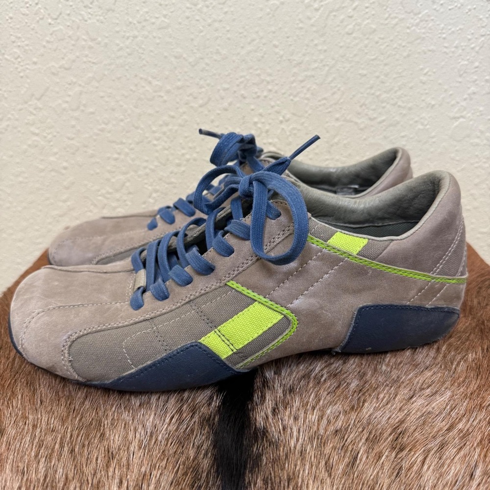Diesel Auriga Gray and Blue Sneakers with Neon Accents US Men’s 11